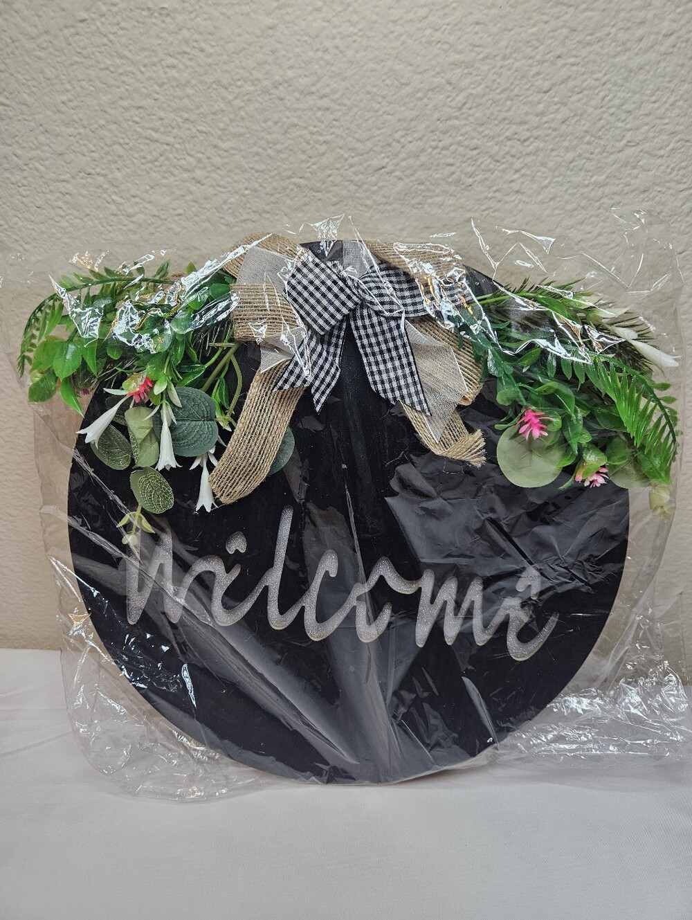 Light-Up Welcome Wooden Door Hanger | 12" Thick | Real Wood NEW